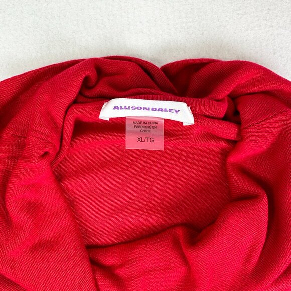 Allison Daley Red Sequin trimmed Cowl Neck Poncho XL Holiday Christmas Party - Picture 7 of 10